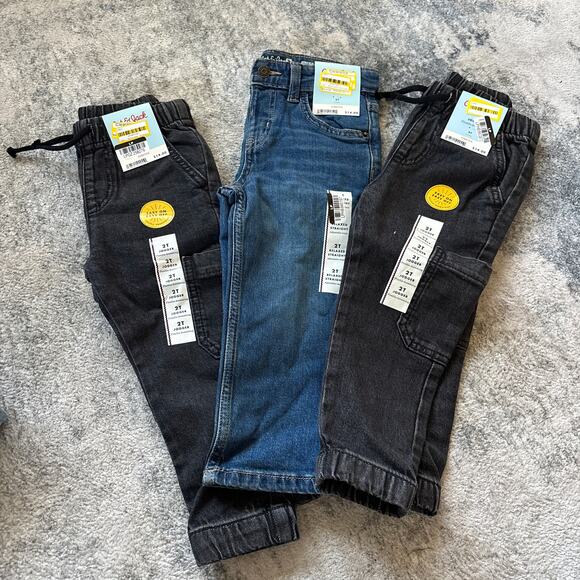 Cat and Jack Jeans Boys 2T Straight  Denim Joggers NEW Lot of 3 - Picture 1 of 2